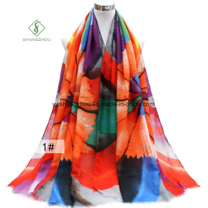 Fashion Lady Scarf Colorful Pencil Printed Thick Satin Shawl